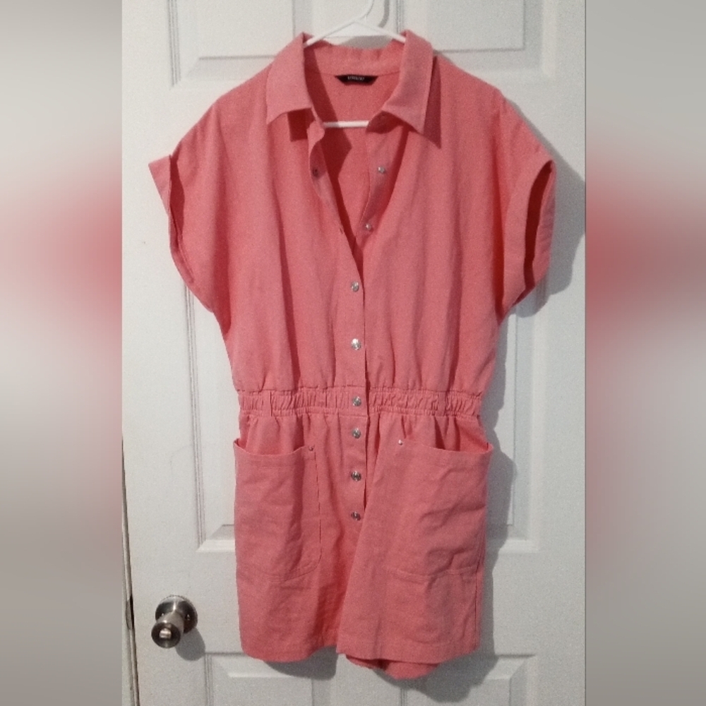 Pink Dolman Sleeve Jumpsuit with Notched Collar